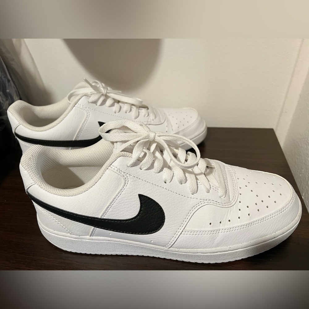 Nike Court Vision Low White with Black Swoosh Size 9.5
